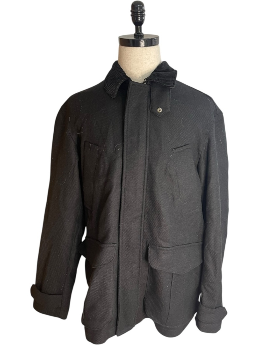 Zara Man Wool Car Coat Jacket Black